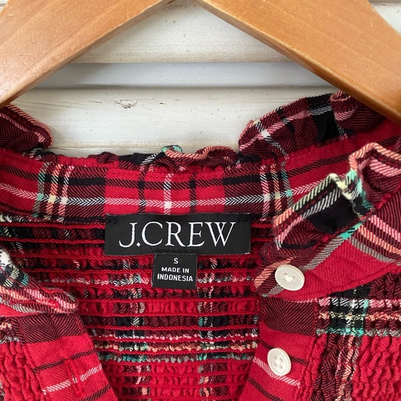 J. Crew Ruffleneck Good Tidings Plaid Popover Top - Picture 4 of 5